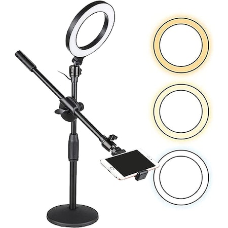 5 Core 6 inch Ring Light with Cell Phone Stand Adjustable Ringlight Angle - LED Circle Light w Phone Holder RING MOB ST